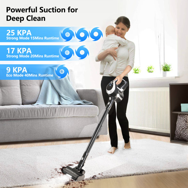 Moosoo Cordless Stick Vacuum Cleaner with LED Display, AntiTangle